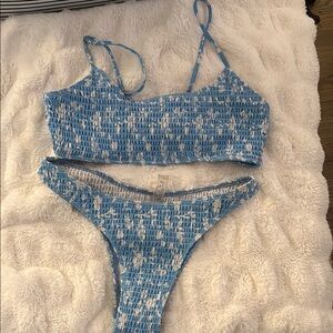 SHEIN Blue and White Bikini Set